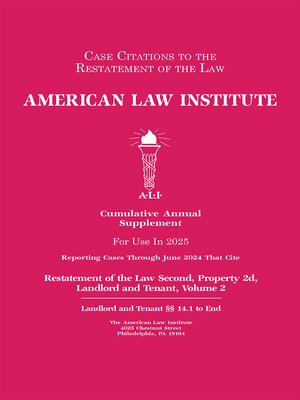 cover image of Restatement of the Law Second, Property (Landlord and Tenant)